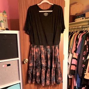 Torrid super soft midi dress, black top, plaid bottom, size 2, NWT